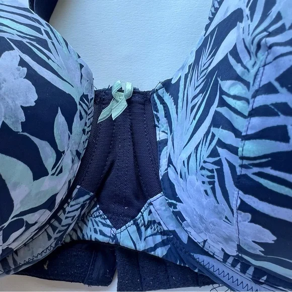 Cacique Blue Tropical Palm Floral Print Lightly Lined Balconette Bra - Picture 3 of 6
